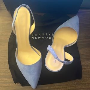 Barney’s New York Blue Suede Slingback Pumps size 42 NEVER WORN